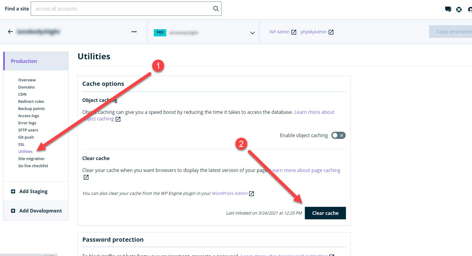 Clear Cache on WP Engine