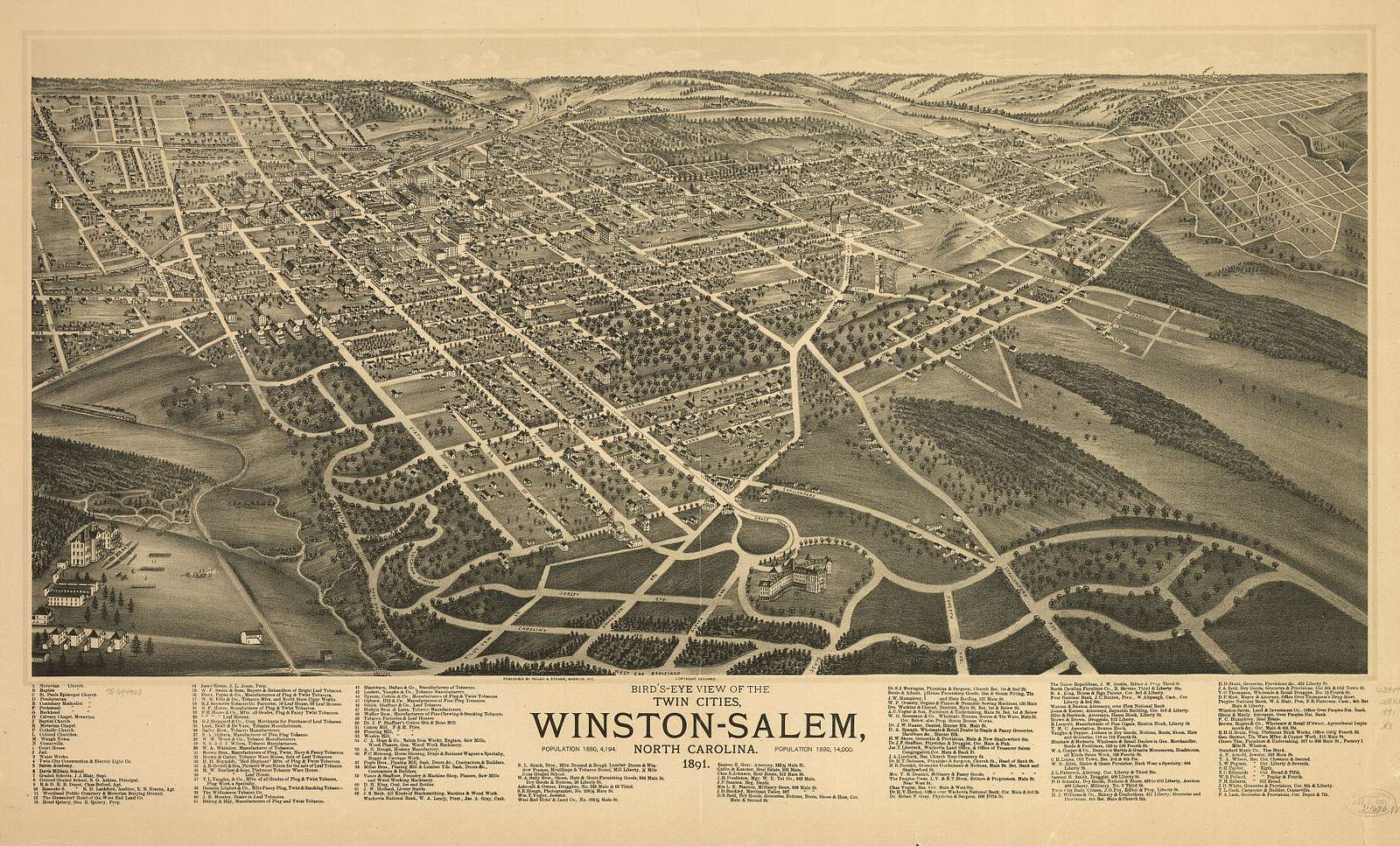 birds eye view of the twin-cities-winston-salem north carolina
